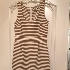 White/tan striped Loft dress